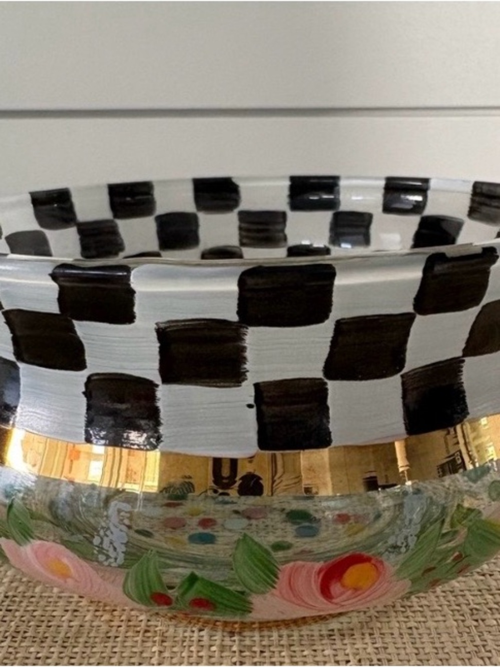 Mackenzie Childs Handpainted Retired Glass Bowl RARE
